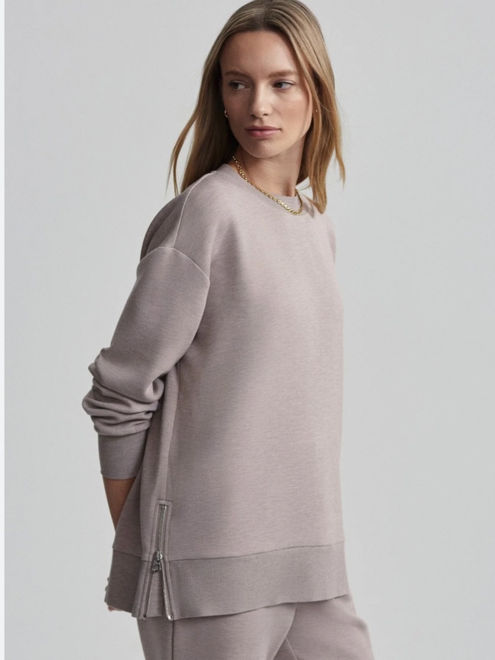 Varley Doubled Soft Gabriella Sweatshirt Taupe Marl XS